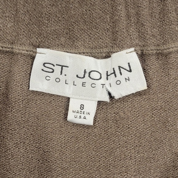 Vintage St John Collection Skirt Suit Brown Knit Gold Buttons USA Womens Set 6 8 - Picture 13 of 16